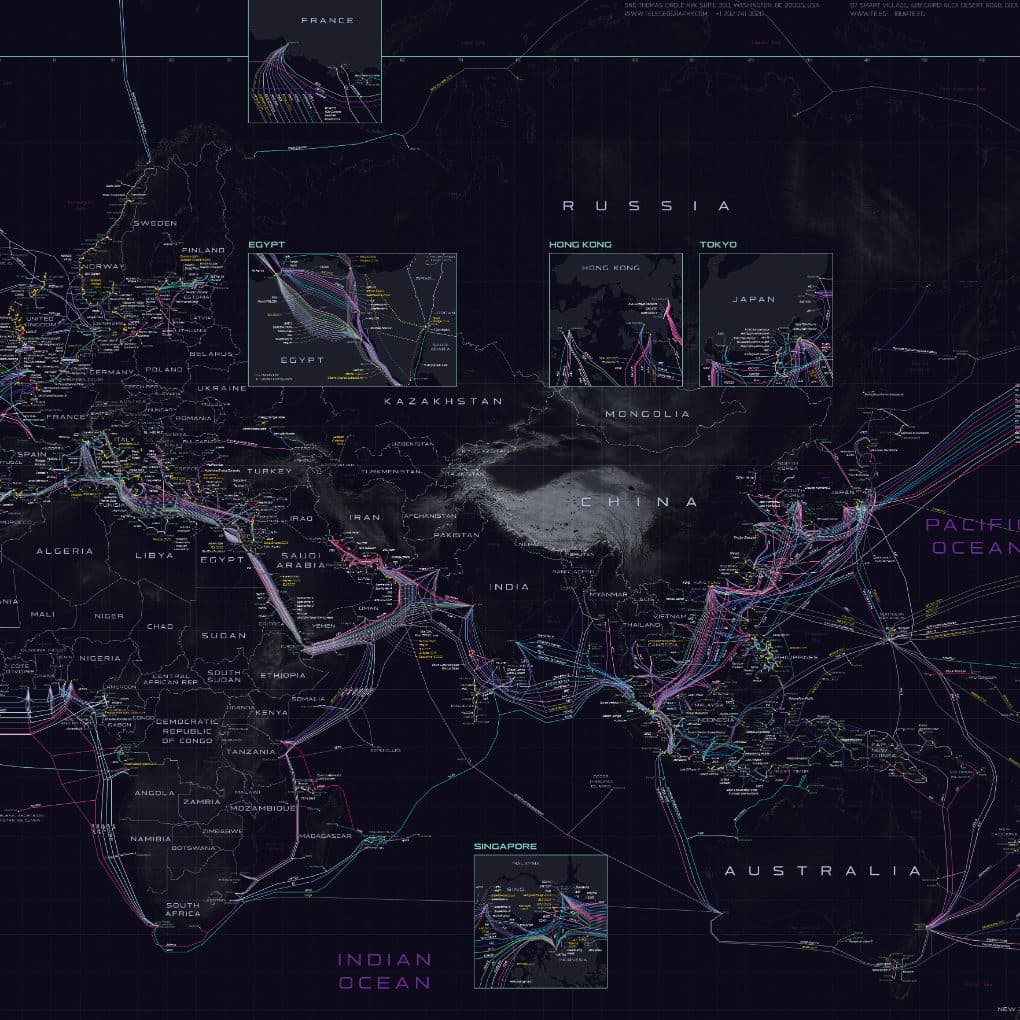 TeleGeography's Submarine Cable Map — cable routes across the Indian Ocean and Asia-Pacific